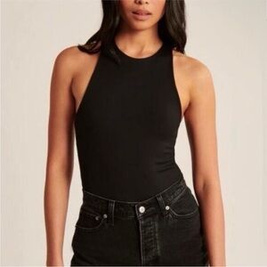 Abercrombie & Fitch Black Tank Asymmetrical Bodysuit